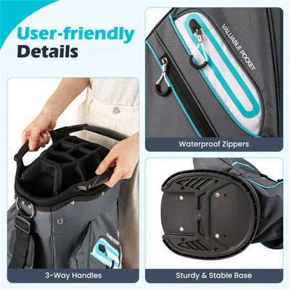 14-Way Golf Cart Bag with Cooler Pocket & Waterproof Zippers