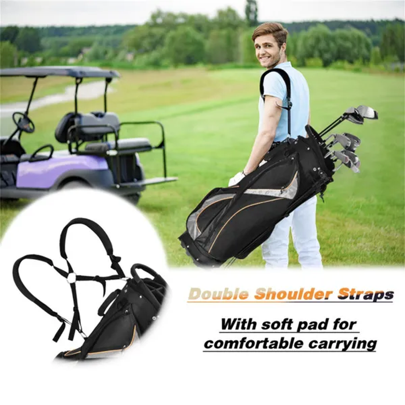 Black 3-Way Golf Stand Bag - Water Resistant & Lightweight with 7 Pockets