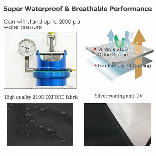 Waterproof 4 Passenger Golf Cart Cover with Zipper & Elastic Hem