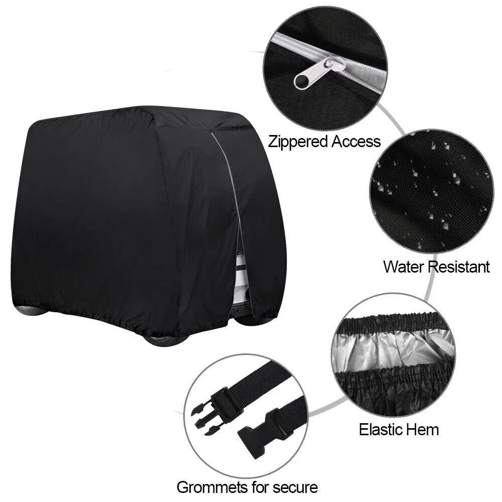 Waterproof 4 Passenger Golf Cart Cover with Zipper & Elastic Hem