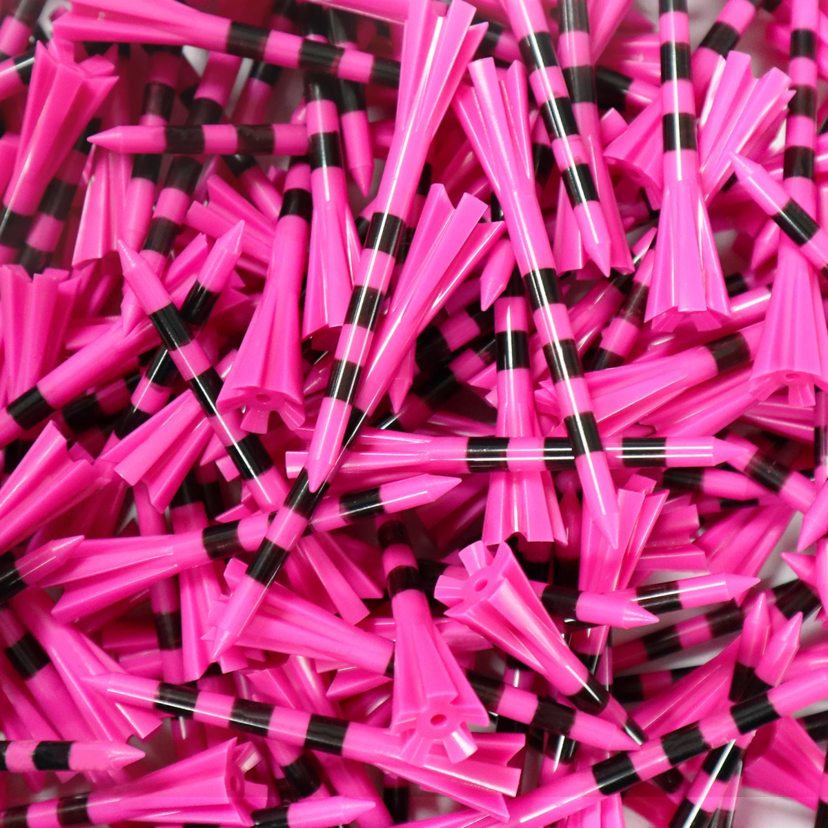 50 Pack Plastic Golf Tees – 5-Prong Head with Stripe Markers (70mm / 83mm)