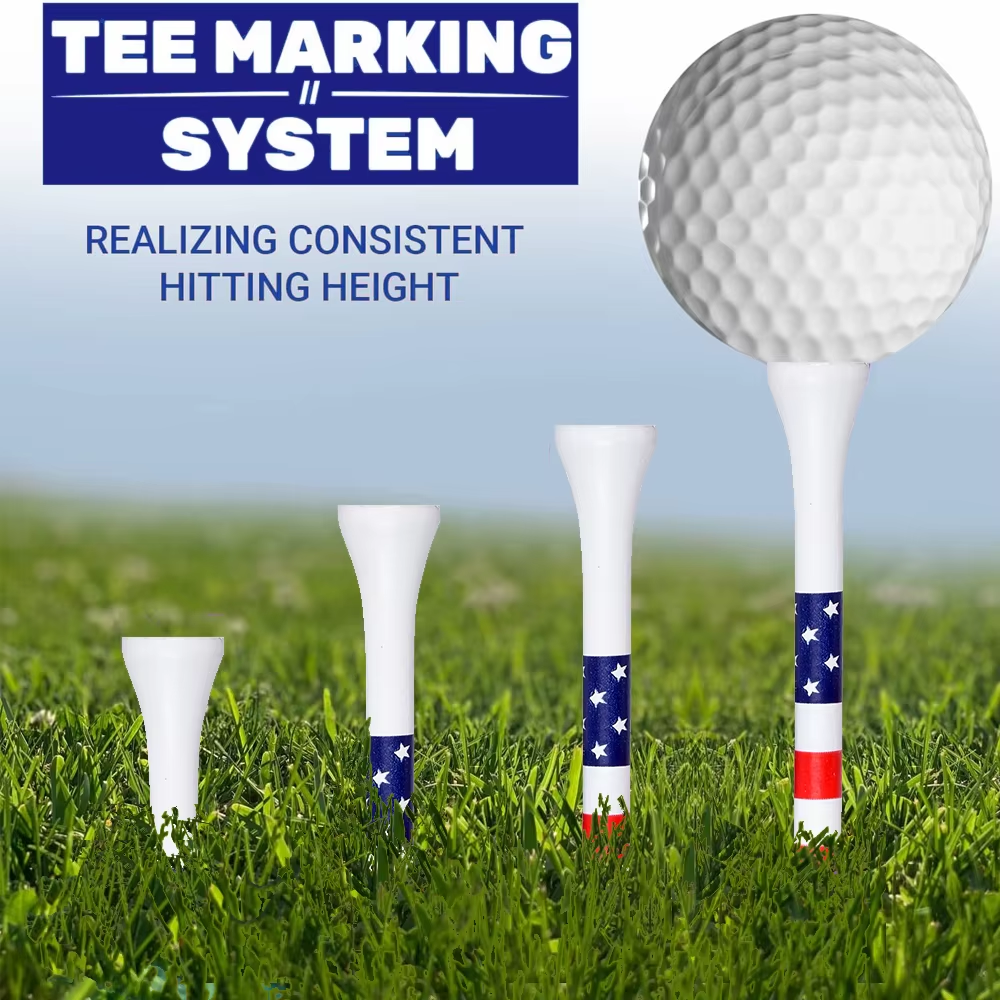 50-Pack Bamboo Golf Tees with American Flag Design (3-1/4” & 2-3/4”)