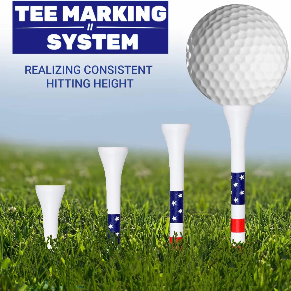 50-Pack Bamboo Golf Tees with American Flag Design (3-1/4” & 2-3/4”)