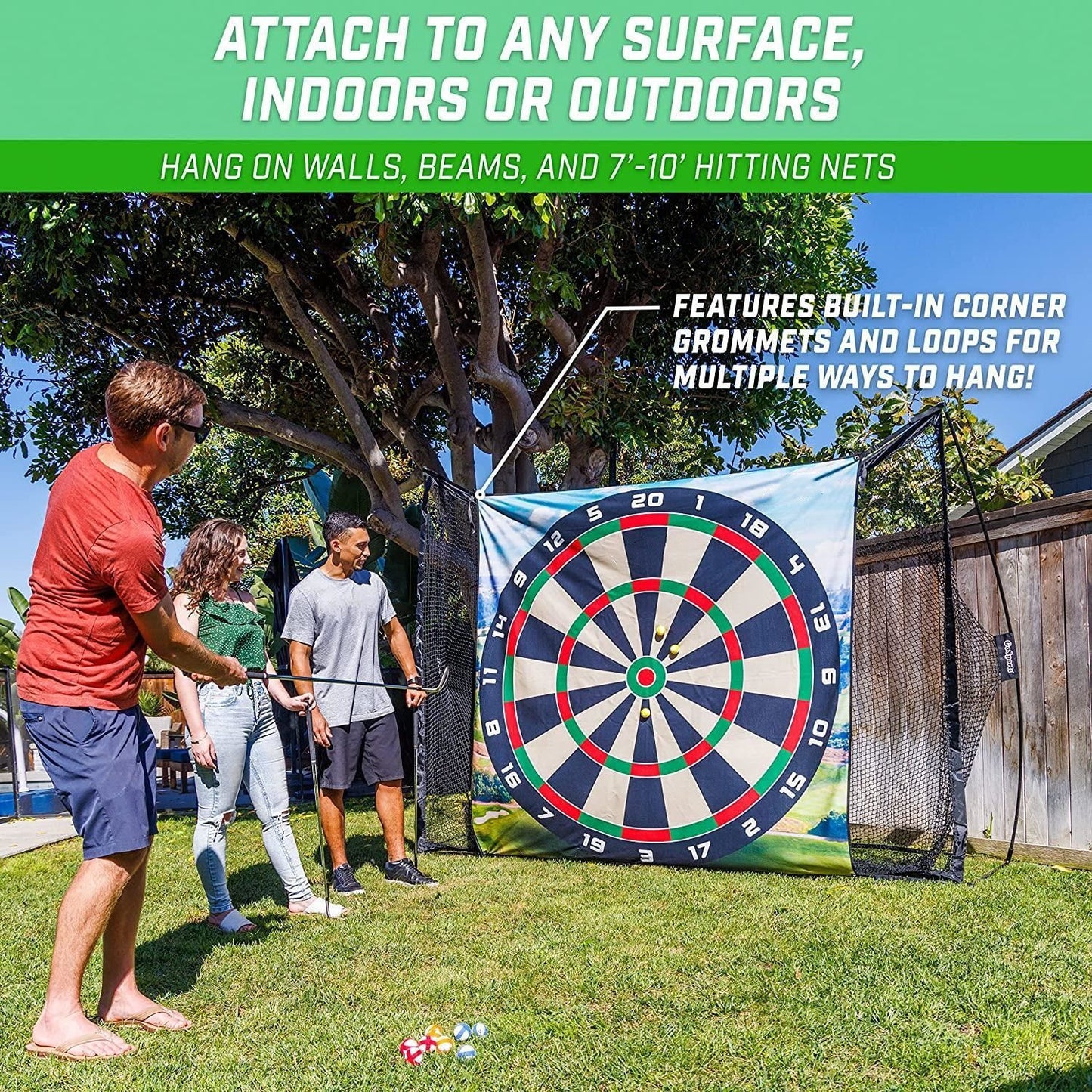Golf Darts Chipping Game Target Mat Large Sticky Golf Ball Dartboard Practice Game for Backyard Indoor Outdoor Training