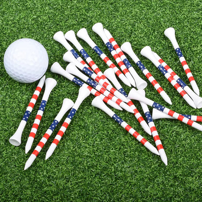 50-Pack Bamboo Golf Tees with American Flag Design (3-1/4” & 2-3/4”)