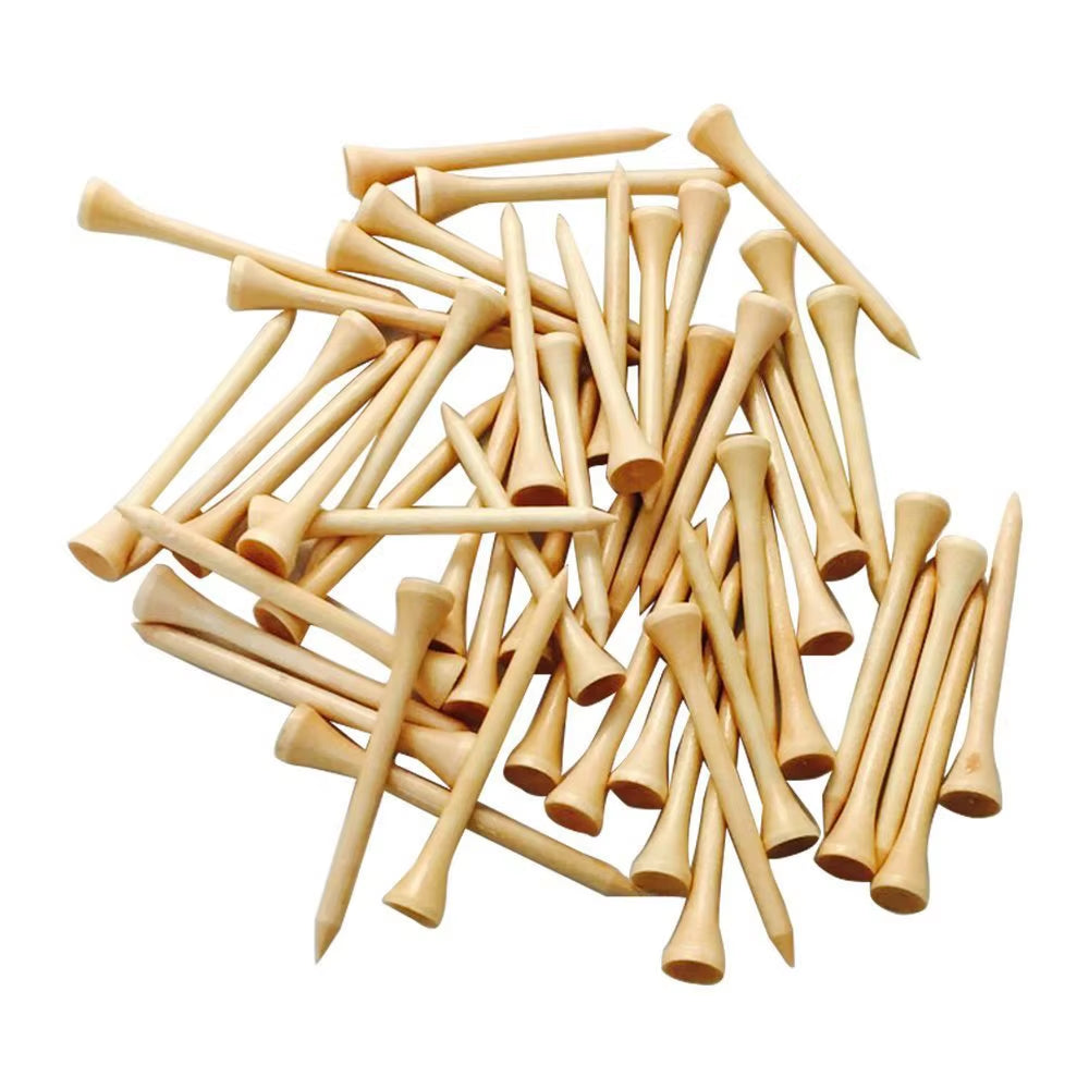 50 Pack Wooden Golf Tees – 70mm Cushion Top Golf Tees