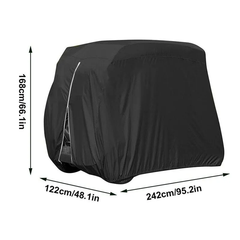 Waterproof 4 Passenger Golf Cart Cover with Zipper & Elastic Hem