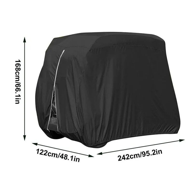 Waterproof 4 Passenger Golf Cart Cover with Zipper & Elastic Hem