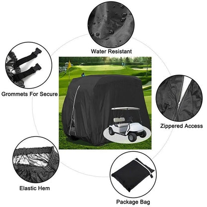 Waterproof 4 Passenger Golf Cart Cover with Zipper & Elastic Hem