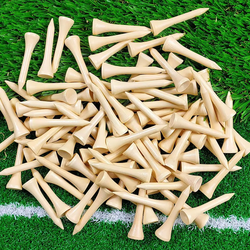 50 Pack Wooden Golf Tees – 70mm Cushion Top Golf Tees