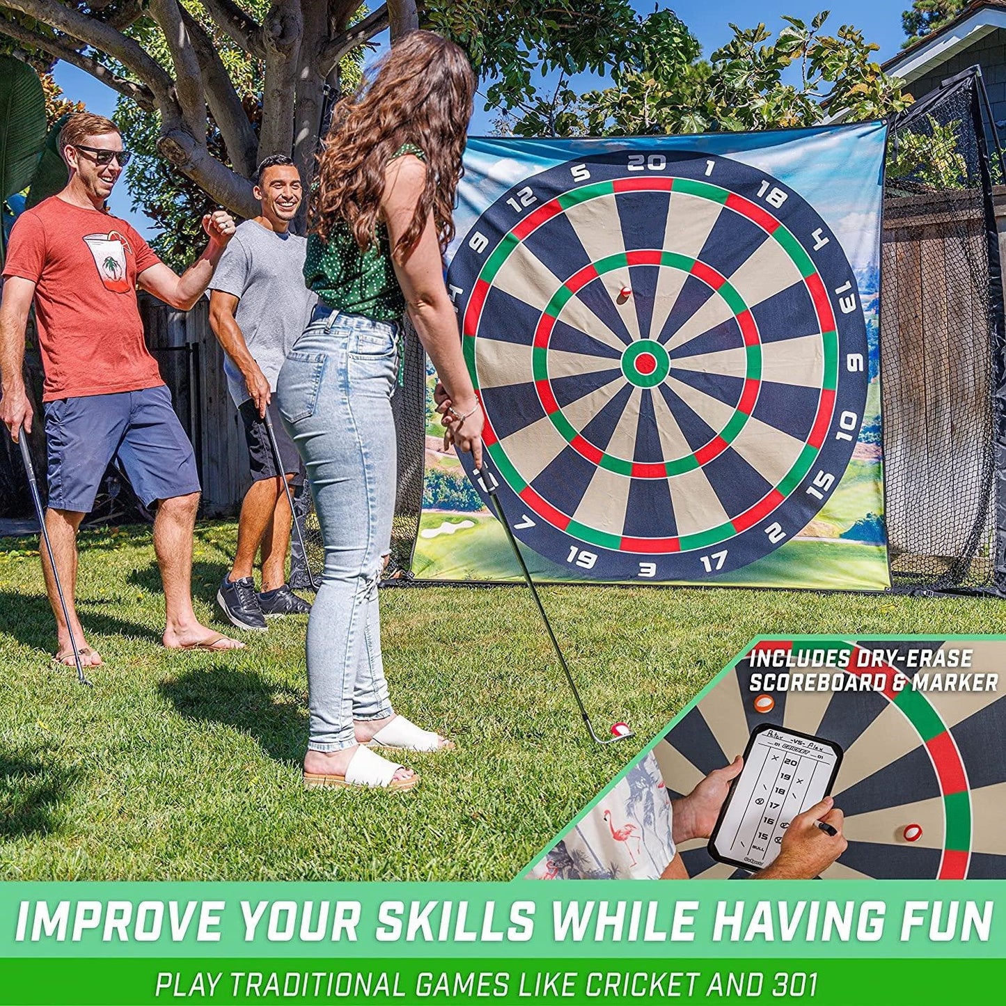 Golf Darts Chipping Game Target Mat Large Sticky Golf Ball Dartboard Practice Game for Backyard Indoor Outdoor Training