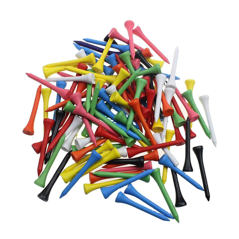 50 Pack Wooden Golf Tees – 70mm Cushion Top Golf Tees