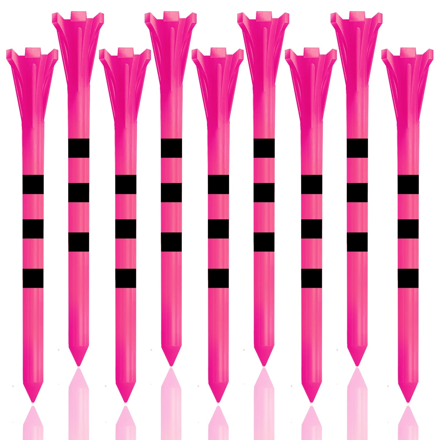 50 Pack Plastic Golf Tees – 5-Prong Head with Stripe Markers (70mm / 83mm)