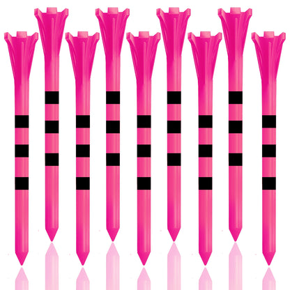 50 Pack Plastic Golf Tees – 5-Prong Head with Stripe Markers (70mm / 83mm)
