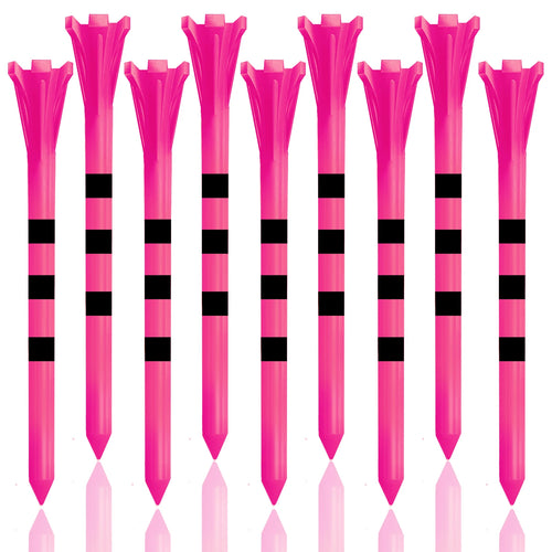 50 Pack Plastic Golf Tees – 5-Prong Head with Stripe Markers (70mm / 83mm)