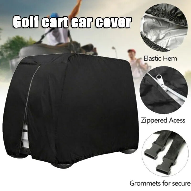 Waterproof 4 Passenger Golf Cart Cover with Zipper & Elastic Hem