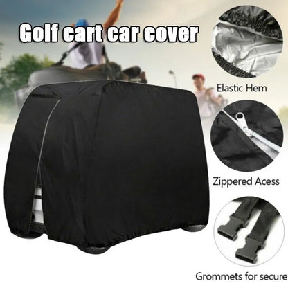 Waterproof 4 Passenger Golf Cart Cover with Zipper & Elastic Hem