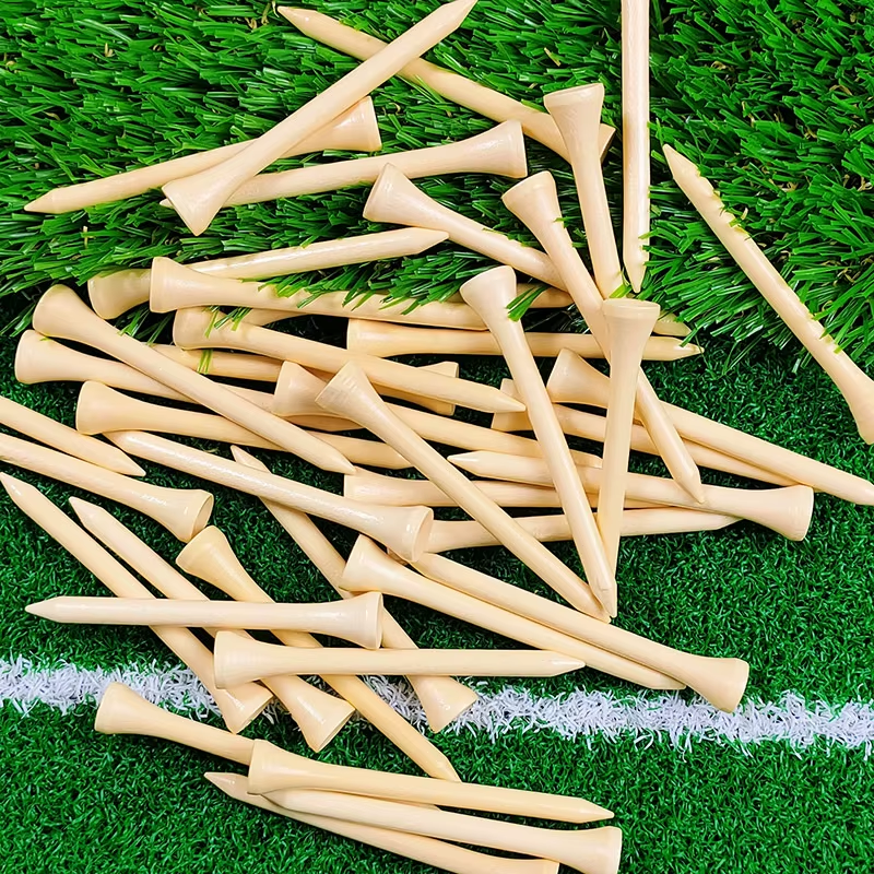 50 Pack Wooden Golf Tees – 70mm Cushion Top Golf Tees