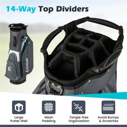 14-Way Golf Cart Bag with Cooler Pocket & Waterproof Zippers