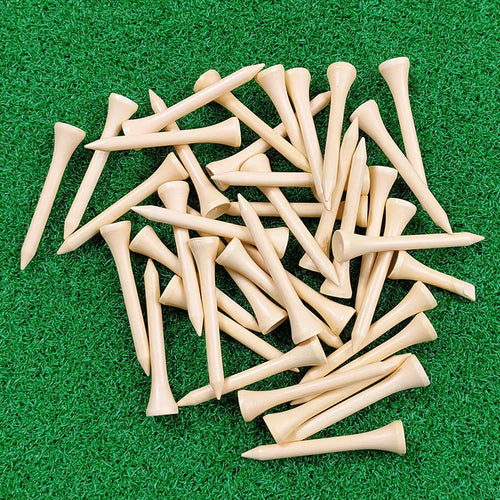 50 Pack Wooden Golf Tees – 70mm Cushion Top Golf Tees