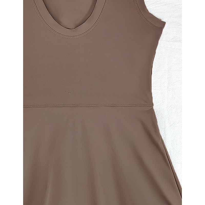 Women’s High Neck Athletic Dress with Built-In Shorts – Sleeveless Tennis & Golf Dress