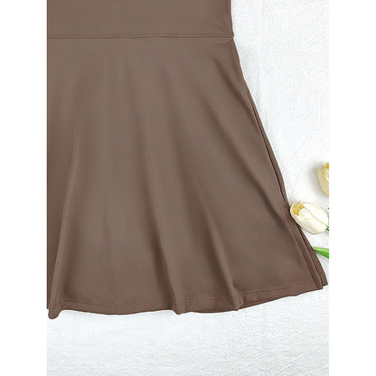 Women’s High Neck Athletic Dress with Built-In Shorts – Sleeveless Tennis & Golf Dress