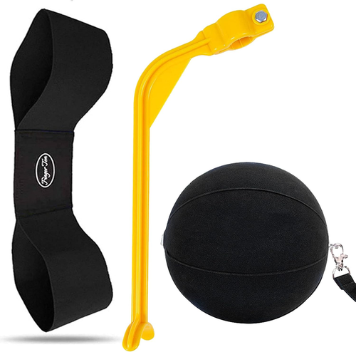 Golf swing training aid wrist hinge adjustable arm band with smart ball connector
