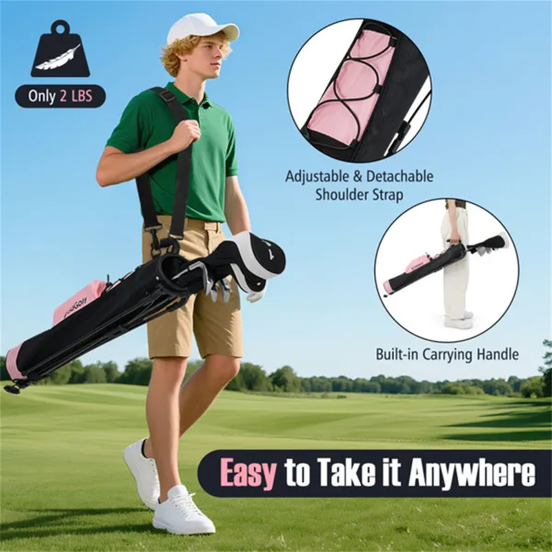 Portable Golf Carry Bag with Shoulder Strap & Bottle Holder