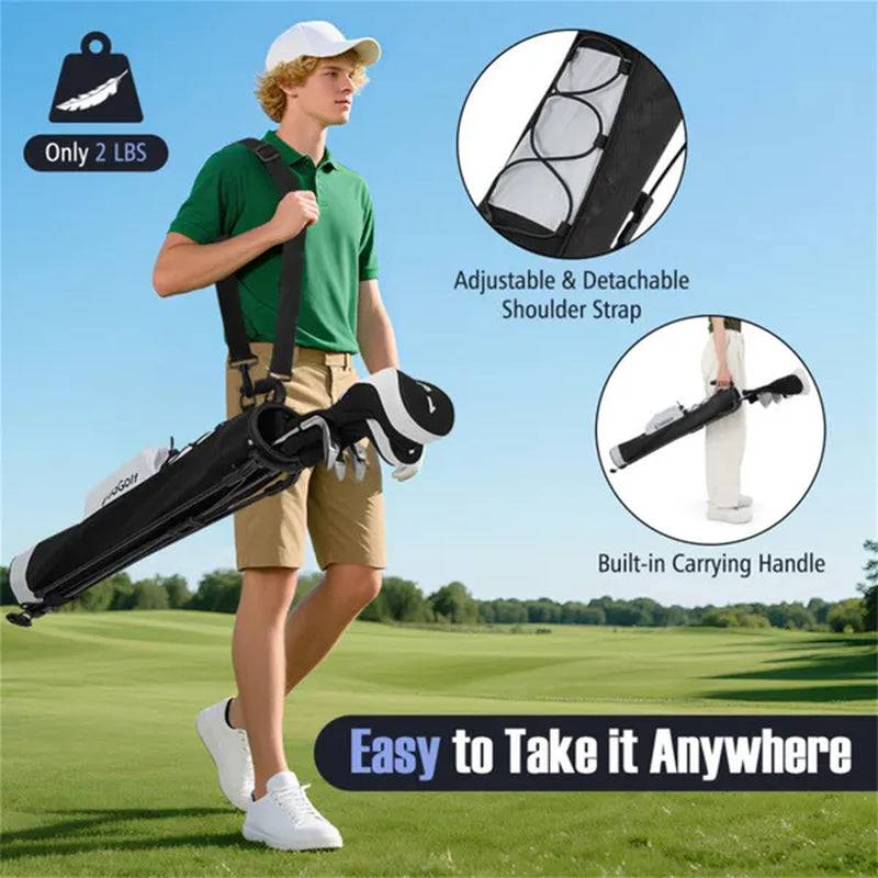 Portable Golf Carry Bag with Shoulder Strap & Bottle Holder