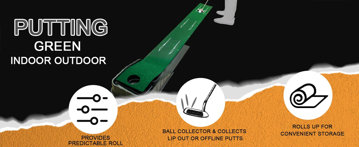 Golf putting mat premium surface texture and alignment guides
