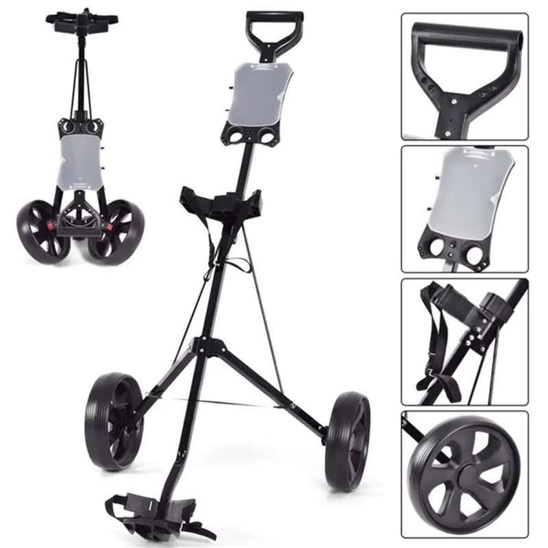 Lightweight Foldable Golf Push Cart with Steel Frame and Ball Bearing Wheels