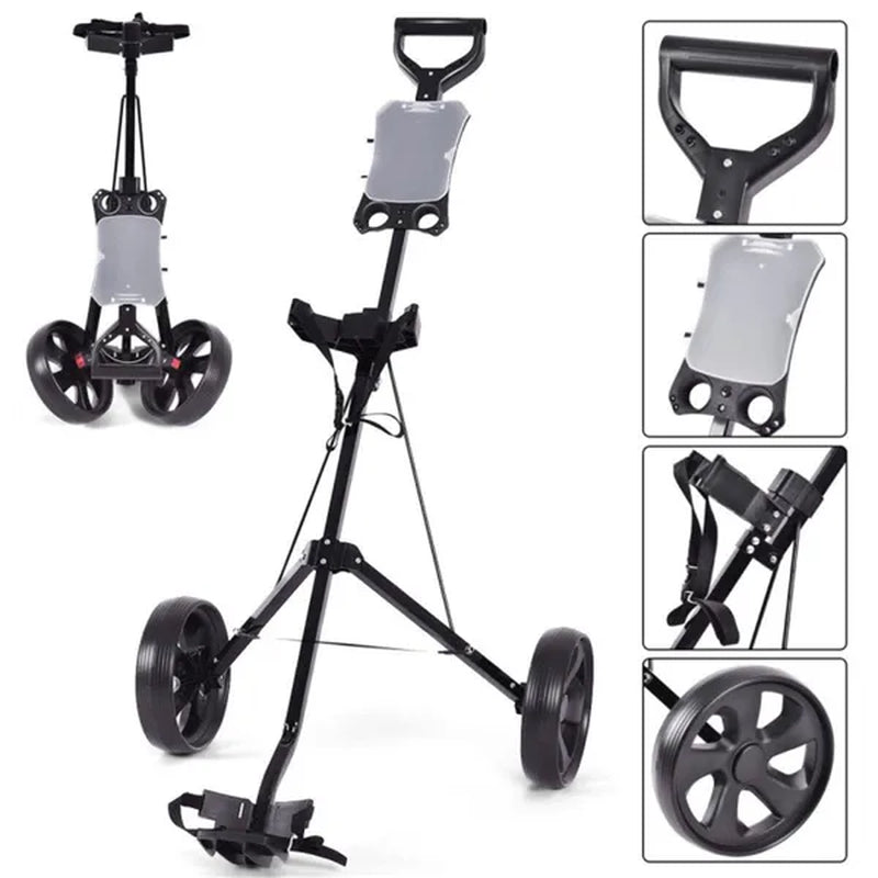 Lightweight Foldable Golf Push Cart with Steel Frame and Ball Bearing Wheels