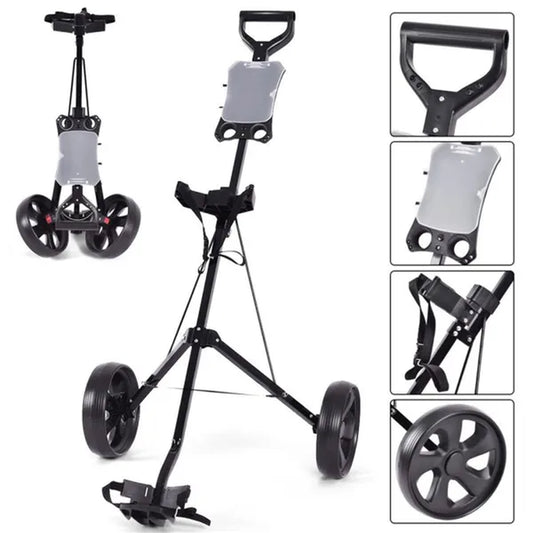Lightweight Foldable Golf Push Cart with Steel Frame and Ball Bearing Wheels