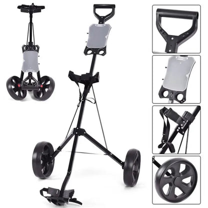 Lightweight Foldable Golf Push Cart with Steel Frame and Ball Bearing Wheels