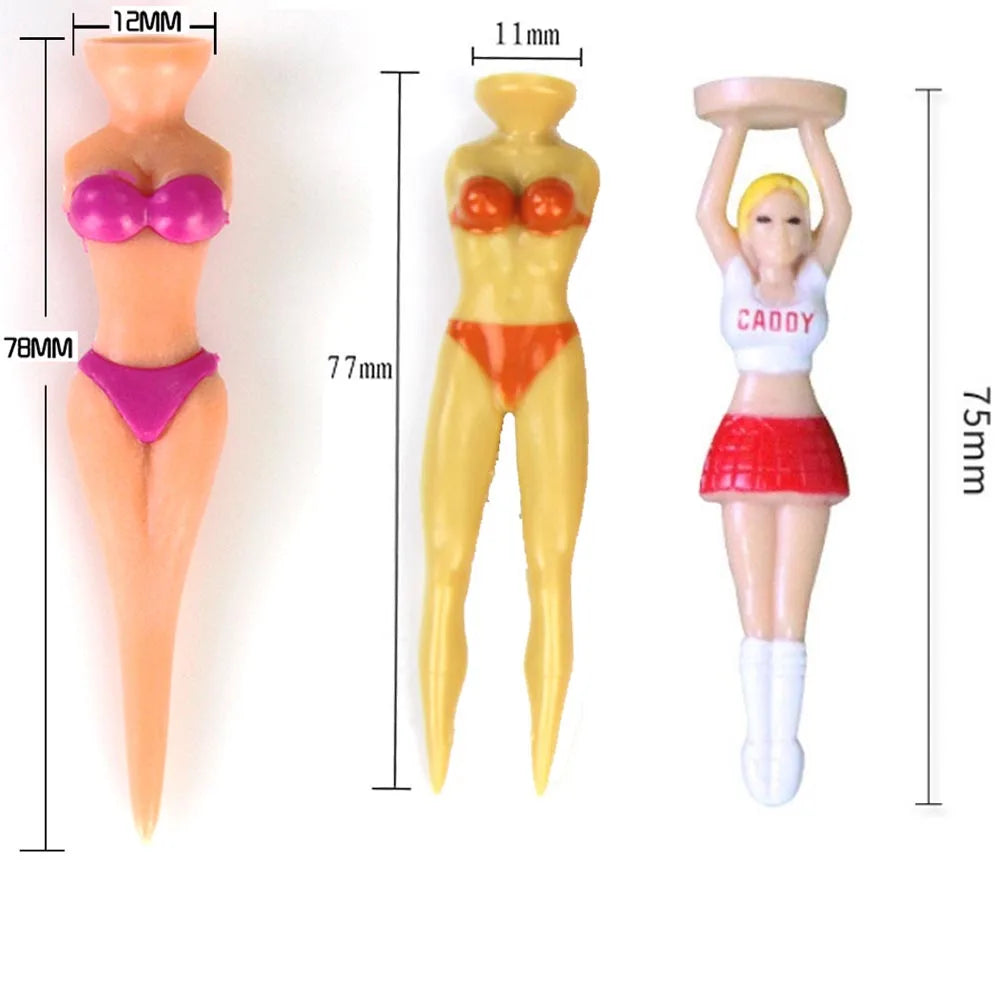 5 Pc Funny Bikini Lady Golf Tees 78mm Plastic Novelty Golf Tees for Men and Women Fun Golf Accessories