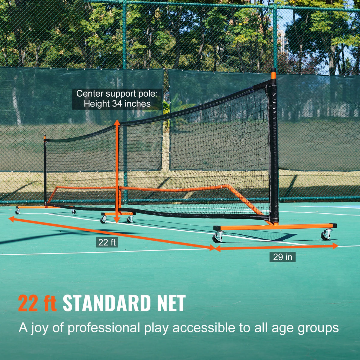 22ft portable pickleball net with sturdy frame construction