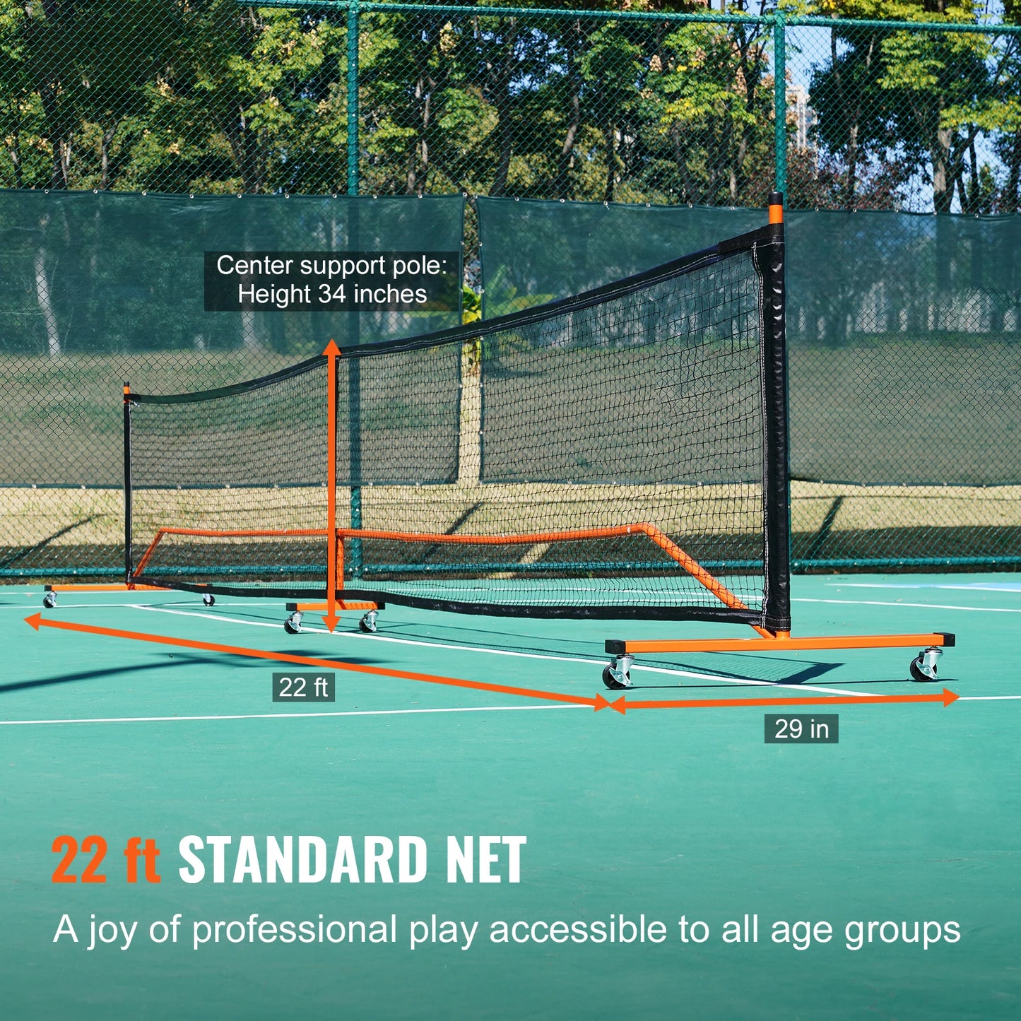22ft portable pickleball net with sturdy frame construction