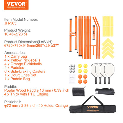 Portable pickleball net system in outdoor court setting
