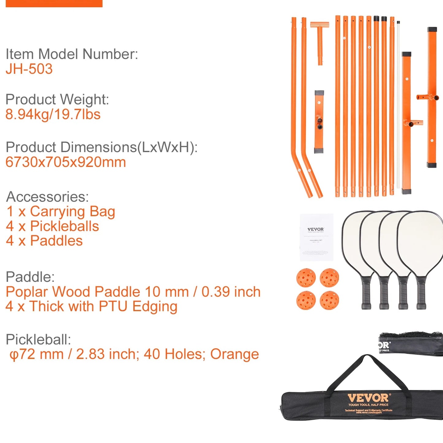 Portable pickleball net system complete package contents
