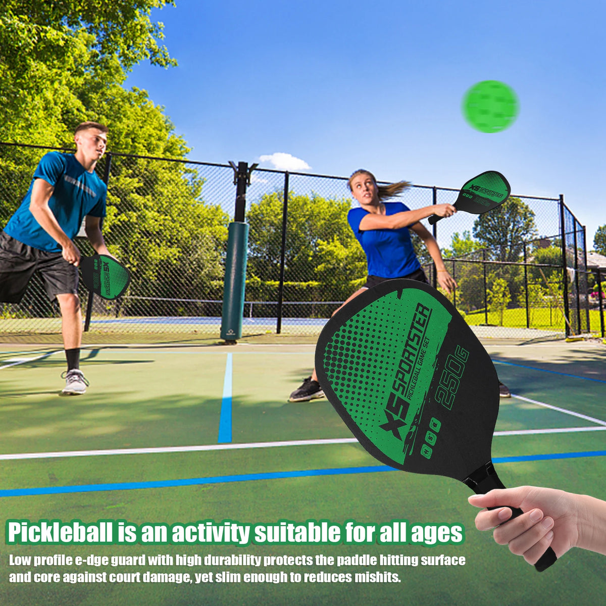 Complete pickleball set package contents display
