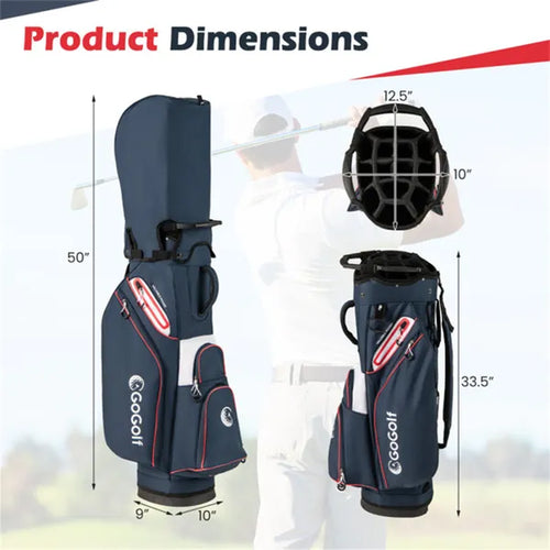 14-Way Golf Cart Bag with Cooler Pocket & Waterproof Zippers