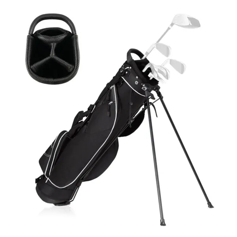 Black 3-Way Golf Stand Bag - Water Resistant & Lightweight with 7 Pockets