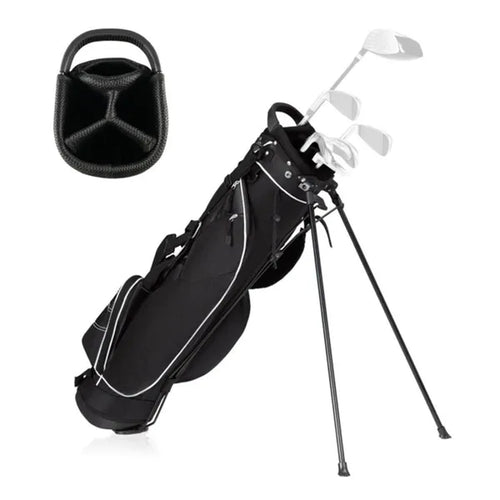 Black 3-Way Golf Stand Bag - Water Resistant & Lightweight with 7 Pockets