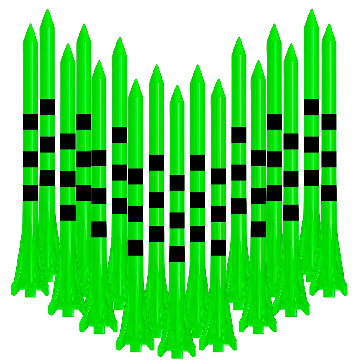 50 Pack Plastic Golf Tees – 5-Prong Head with Stripe Markers (70mm / 83mm)