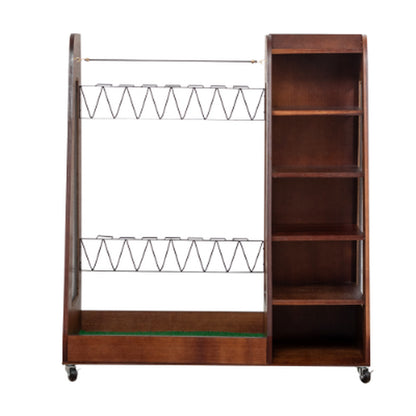 Golf Bag Organizer for Garage Wooden Golf Club Storage Rack with Shoe Shelves Fits 2 Golf Bags Rolling Organizer for Home Basement or Club