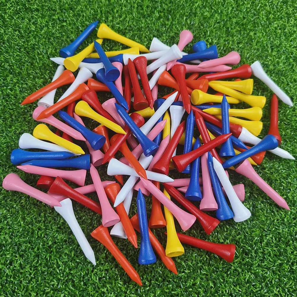 50 Pack Wooden Golf Tees – 70mm Cushion Top Golf Tees