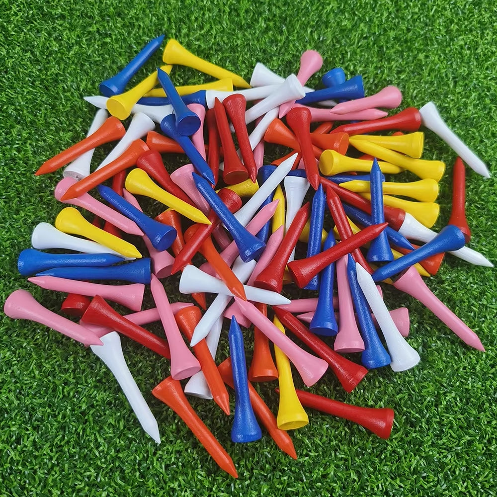 50 Pack Wooden Golf Tees – 70mm Cushion Top Golf Tees