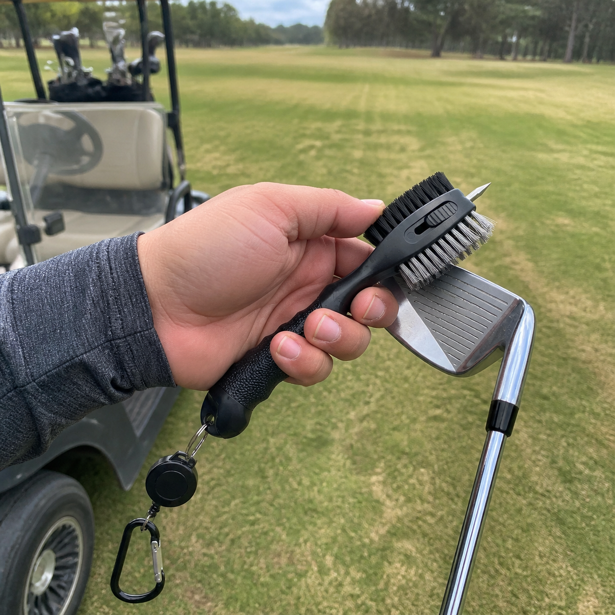 BH005 Retractable Golf Club Brush with Groove Pick