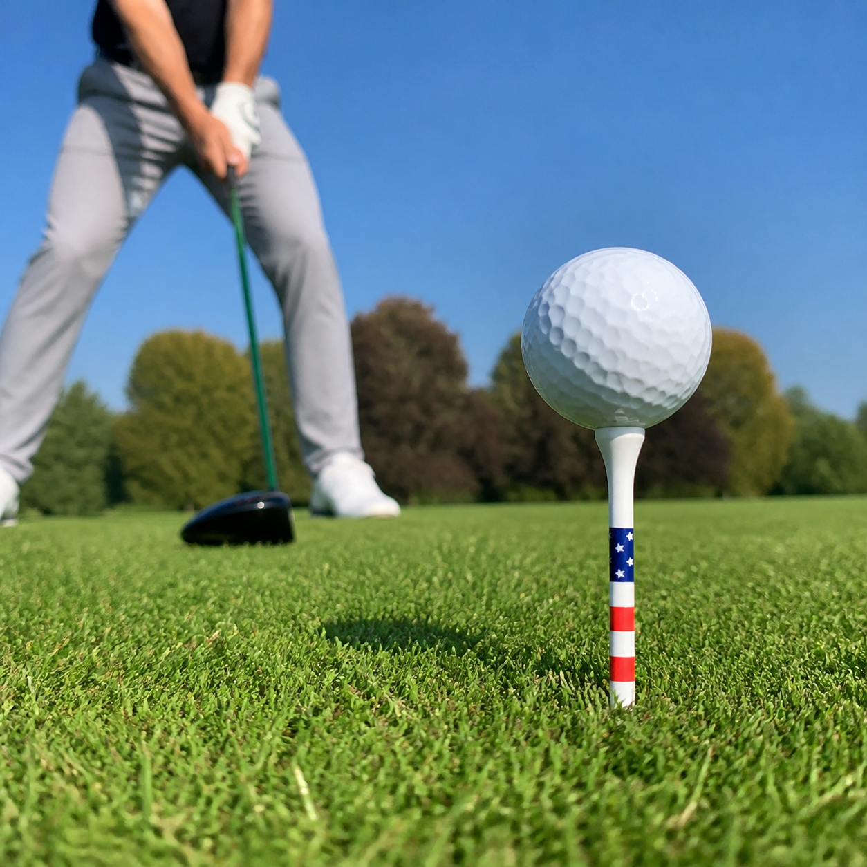 50-Pack Bamboo Golf Tees – American Flag Design (3-1/4" & 2-3/4")
